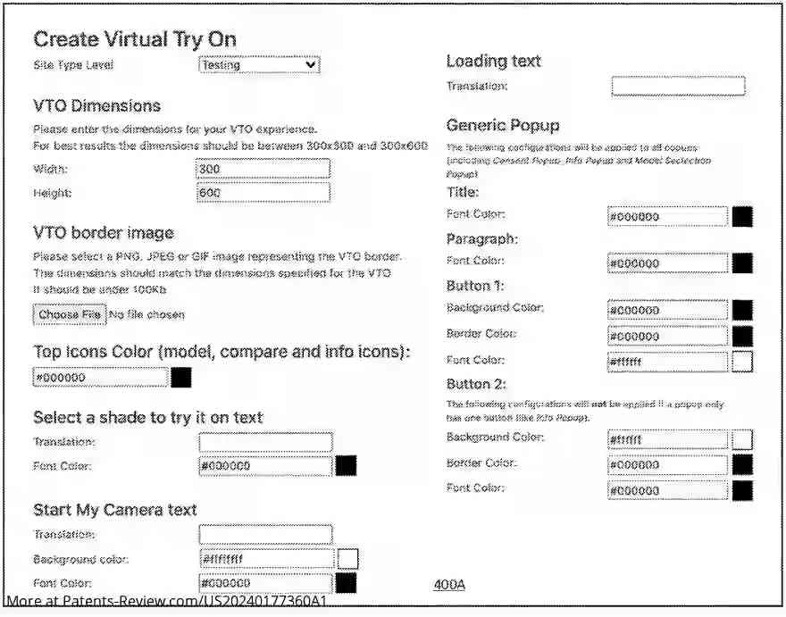 Drawing 01 for METHODS AND SYSTEMS FOR VIRTUAL TRY ON (VTO) PROVIDING AN AUGMENTED REALITY EXPERIENCE