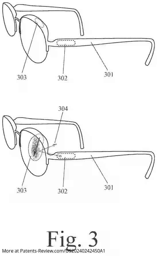 Drawing 04 for Holovisions(TM) -- Adjustable and/or Modular Augmented Reality (AR) Eyewear with a Movable Transflective Mirror and Different Viewing Modes