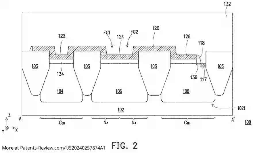 Drawing 03 for NON-VOLATILE MEMORY CELL STRUCTURES AND METHODS OF MANUFACTURING THEREOF