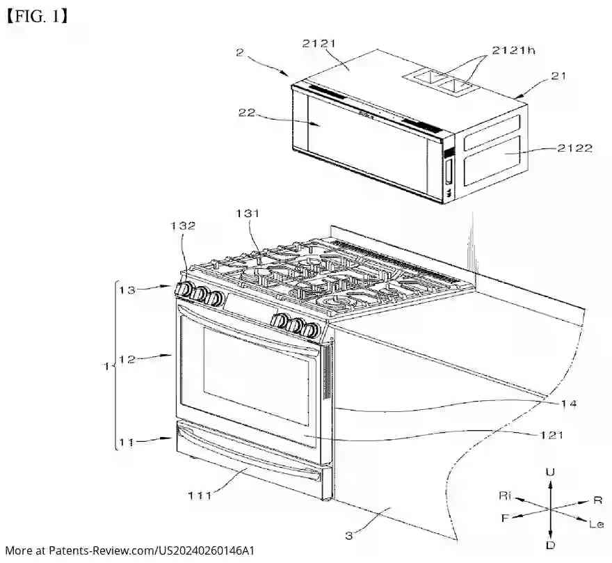 Drawing 02 for COOKING APPLIANCE DOUBLING AS HOOD