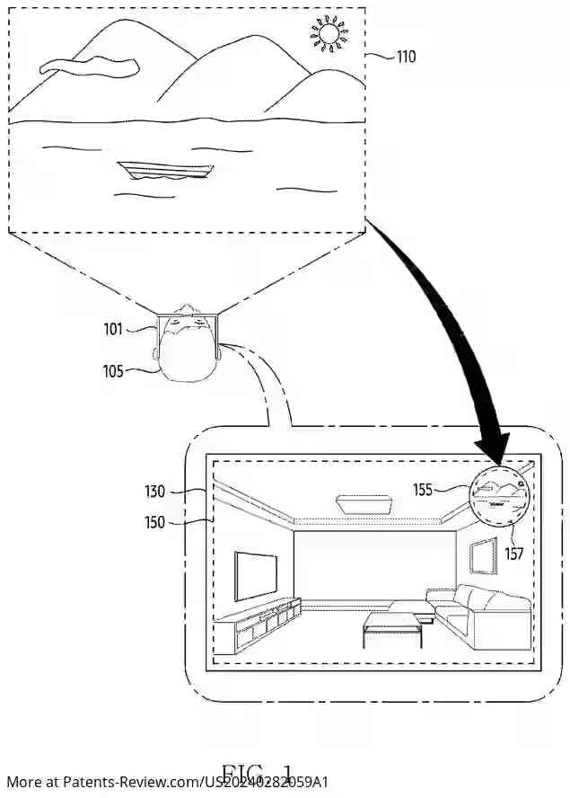 Drawing 02 for ELECTRONIC DEVICE, METHOD, AND COMPUTER READABLE STORAGE MEDIUM FOR DISPLAYING IMAGE CORRESPONDING TO EXTERNAL SPACE ON VIRTUAL SPACE DISPLAYED THROUGH DISPLAY