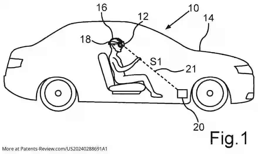 Drawing 02 for METHOD FOR OPERATING VIRTUAL REALITY GLASSES IN A VEHICLE AND VIRTUAL REALITY SYSTEM WITH VIRTUAL REALITY GLASSES AND A VEHICLE